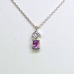 K18 ピンクサファイア ダイヤモンド ペンダントネックレス