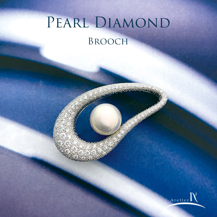Pt900 WaterPearl Diamond Brooch