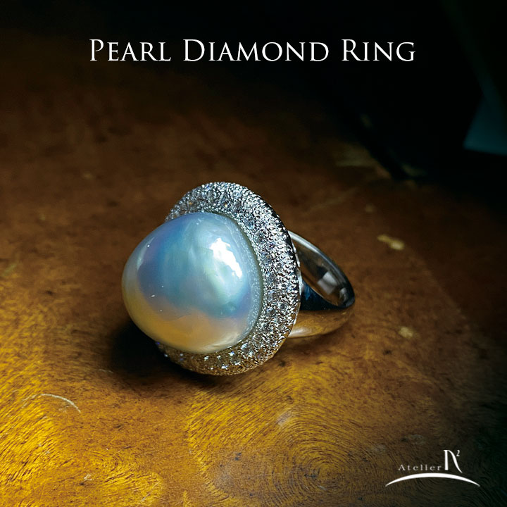 Pt900 South Sea Baroque pearl DiamondRing