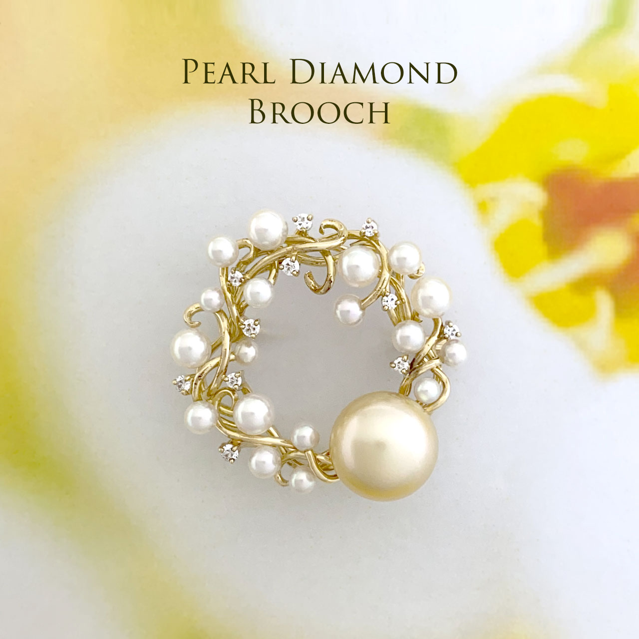 K18 Pearl Diamond Brooch