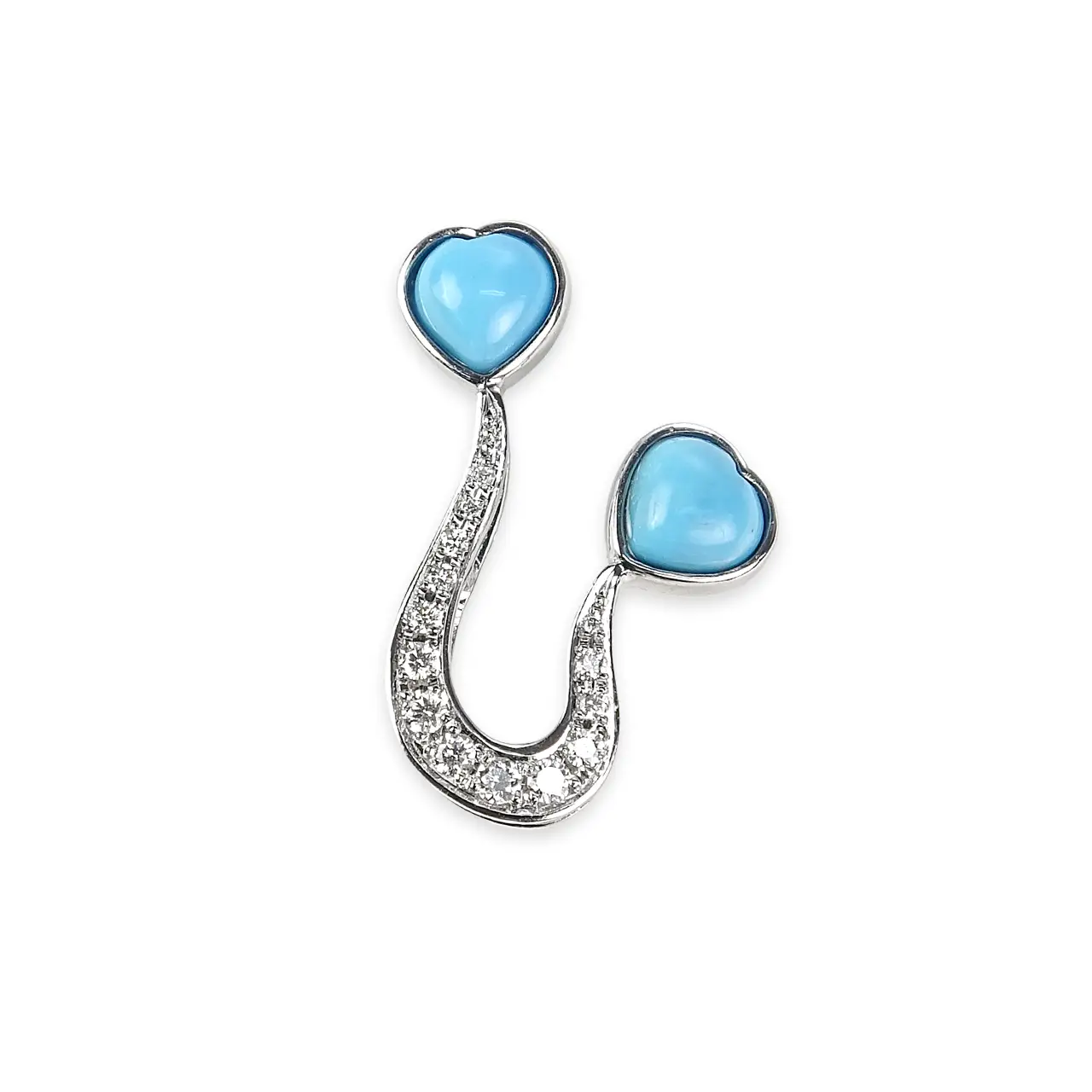 相生（あいおい）　Pt950 トルコ石 ダイヤモンド ブローチ