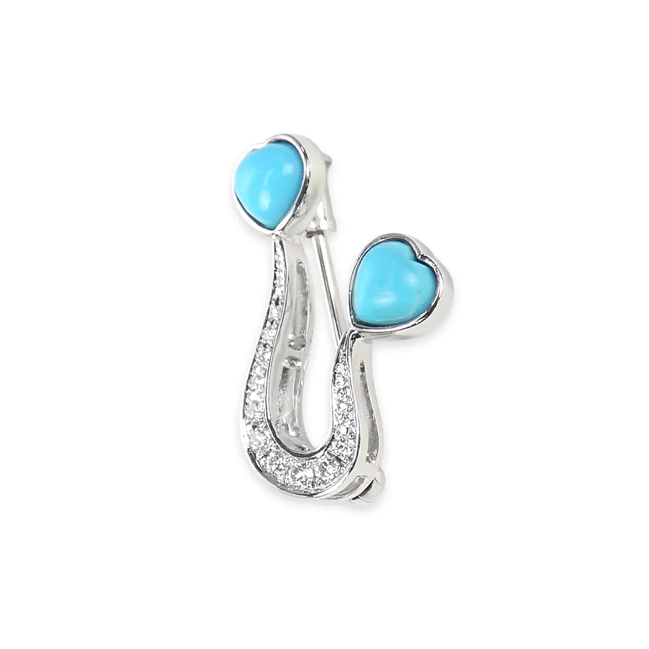 相生（あいおい）　Pt950 トルコ石 ダイヤモンド ブローチ