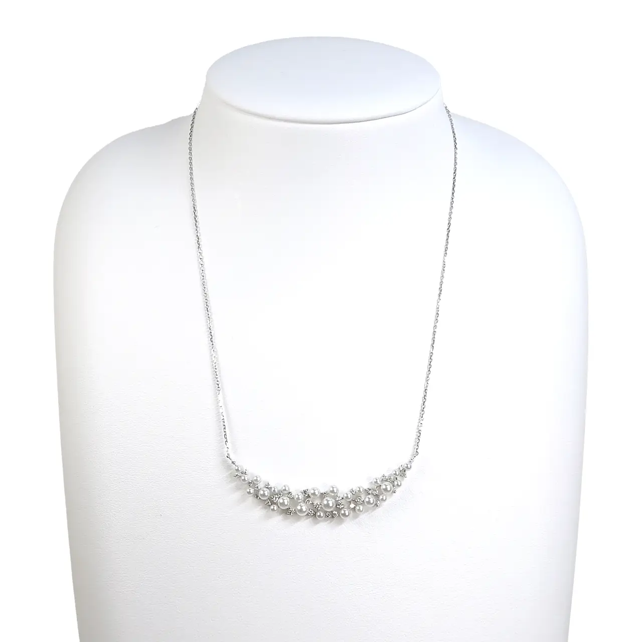 雪待月（ゆきまちづき）Pt950 アコヤ無調色パール ダイヤモンド ペンダントネックレス