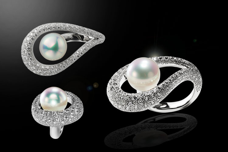 Pt900 White South Sea Cultured Pearl Diamond Ring