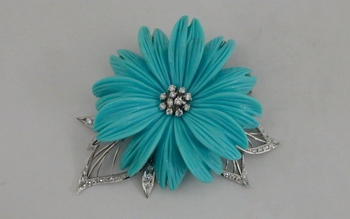 トルコ石の花のブローチ | アトリエ・エヌツー ジュエリー日記