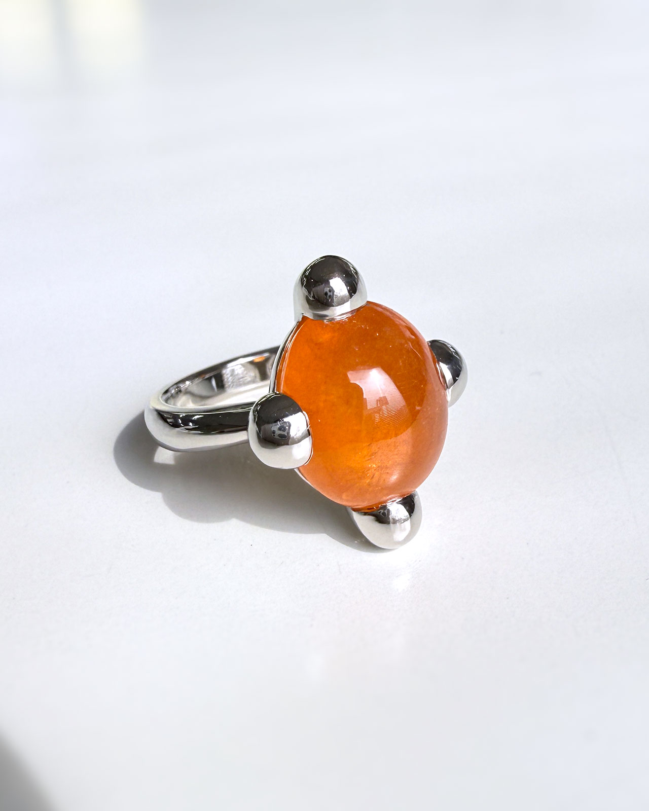 なお★美しいオレンジカラー天然スペサルティンガーネット★リングオーダー なお様専用☆美しいオレンジカラー天然スペサルティンガーネット