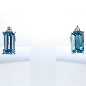Pt900 ブルージルコン ダイヤモンド ピアス