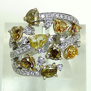 Pt900 K18 ダイヤモンド リング