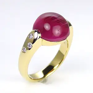 K18 ピンクトルマリンキャッツ ダイヤモンド リング