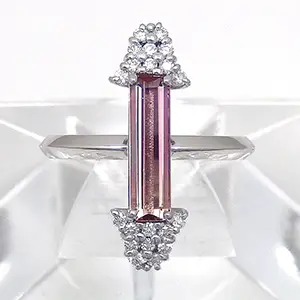 Pt900 ピンクインペリアルトパーズ ダイヤモンド リング