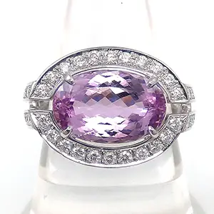 Pt900 ピンクインペリアルトパーズ・ダイヤモンド リング