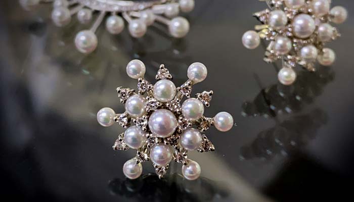 Pt900 Akoya Pearl Diamond Earrings