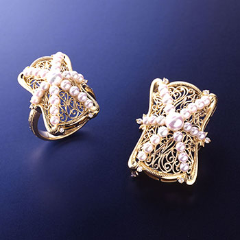 K18 Akoya Pearl Diamond Ring・Brooch