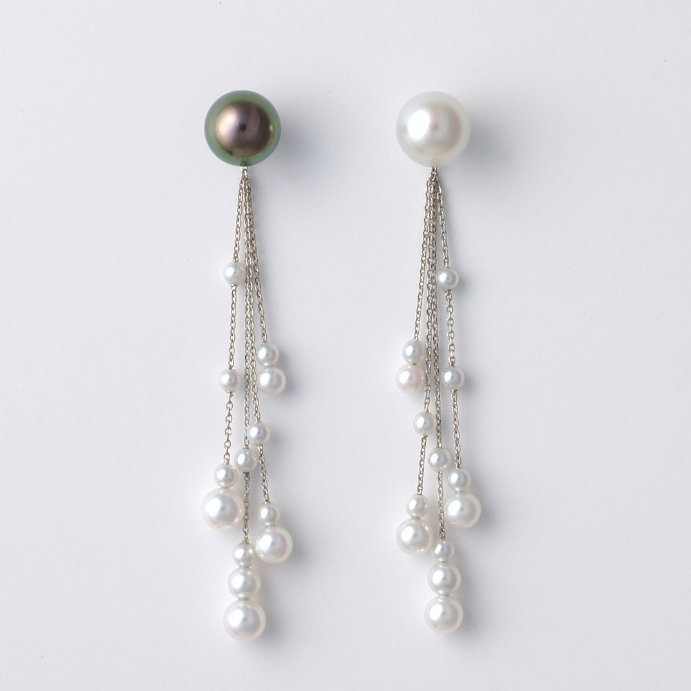 Pt900 Black South Sea Cultured Pearl Akoya Pearl Earrings