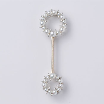 Pt900 K18WG Diamond Akoya Pearl Brooch/Pendant