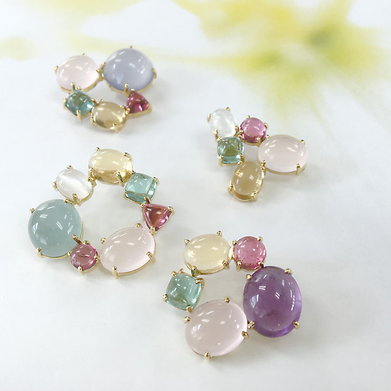 K18 Color Stone Brooch