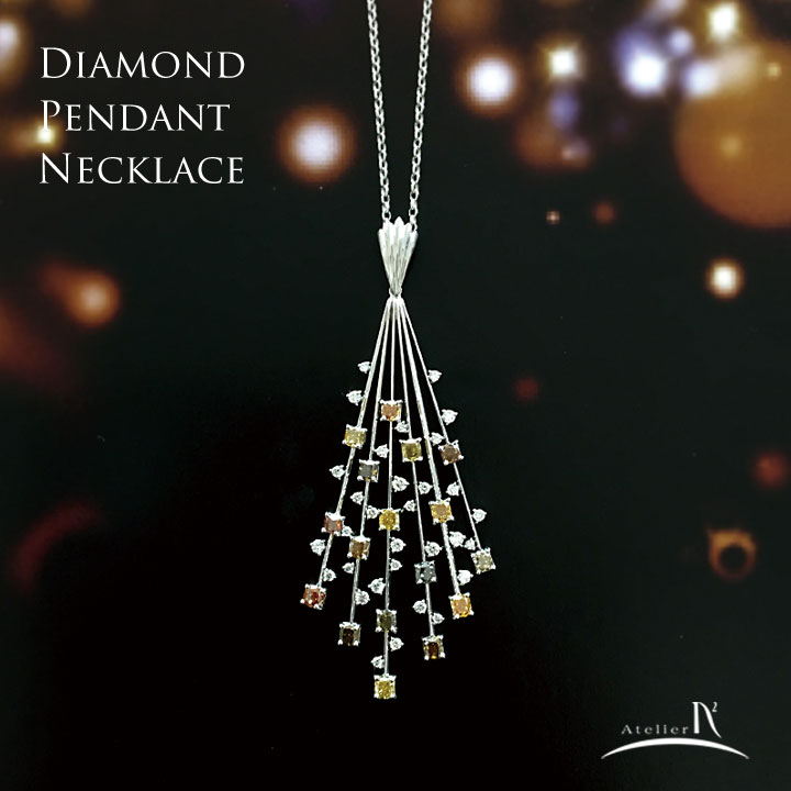 Pt900 Diamond Pendant Necklace