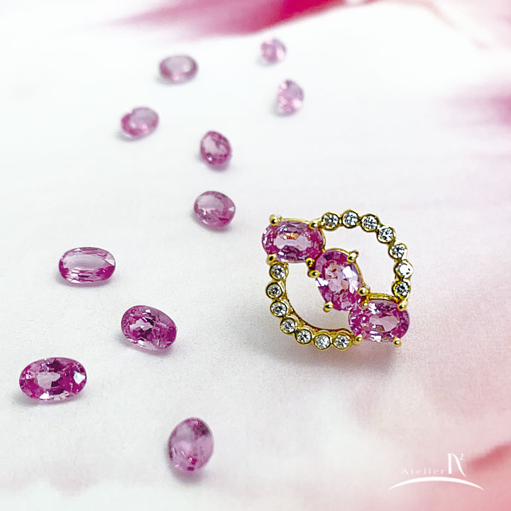 K18 PinkSapphire Diamond Brooch