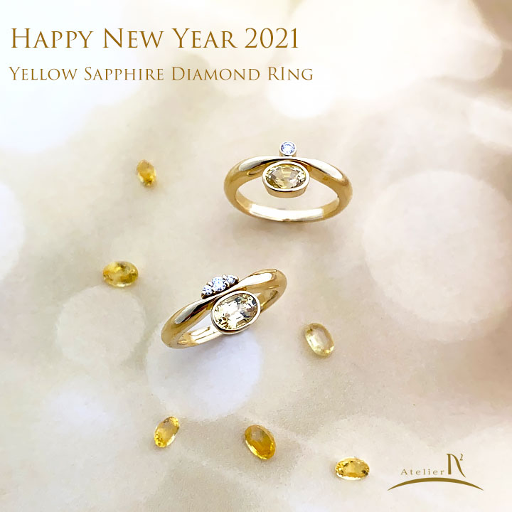 K18 YellowSapphire Diamond Ring