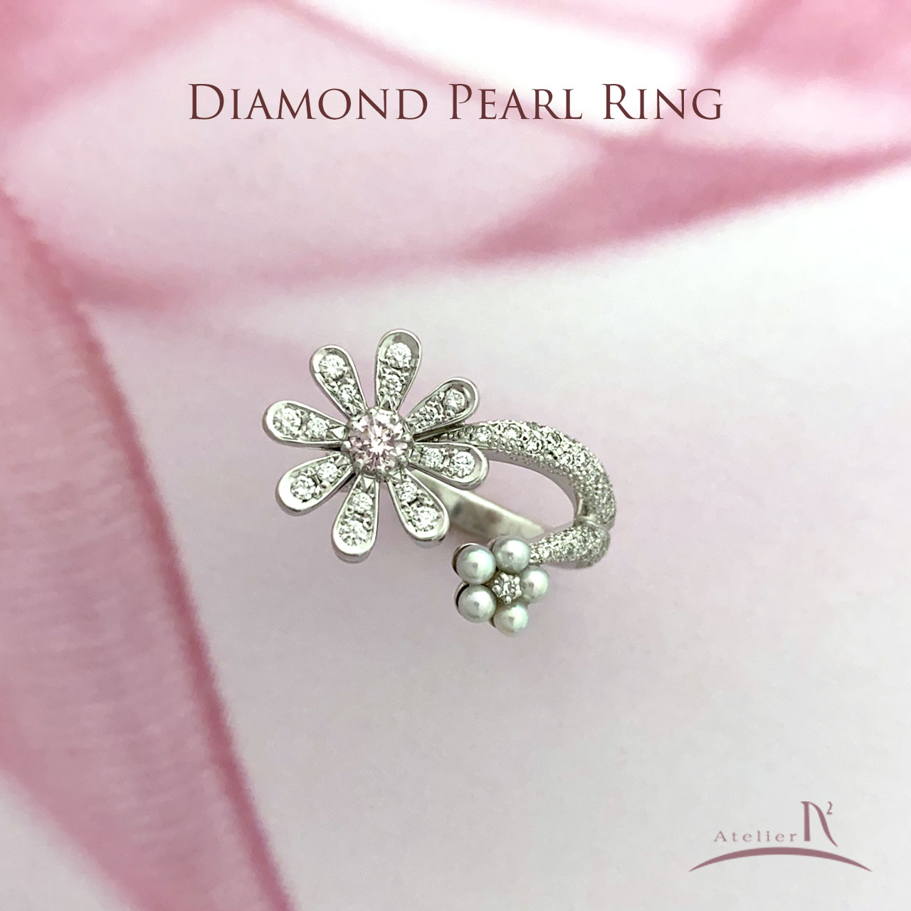 Pt900 Pink Diamond AkoyaPearl Ring