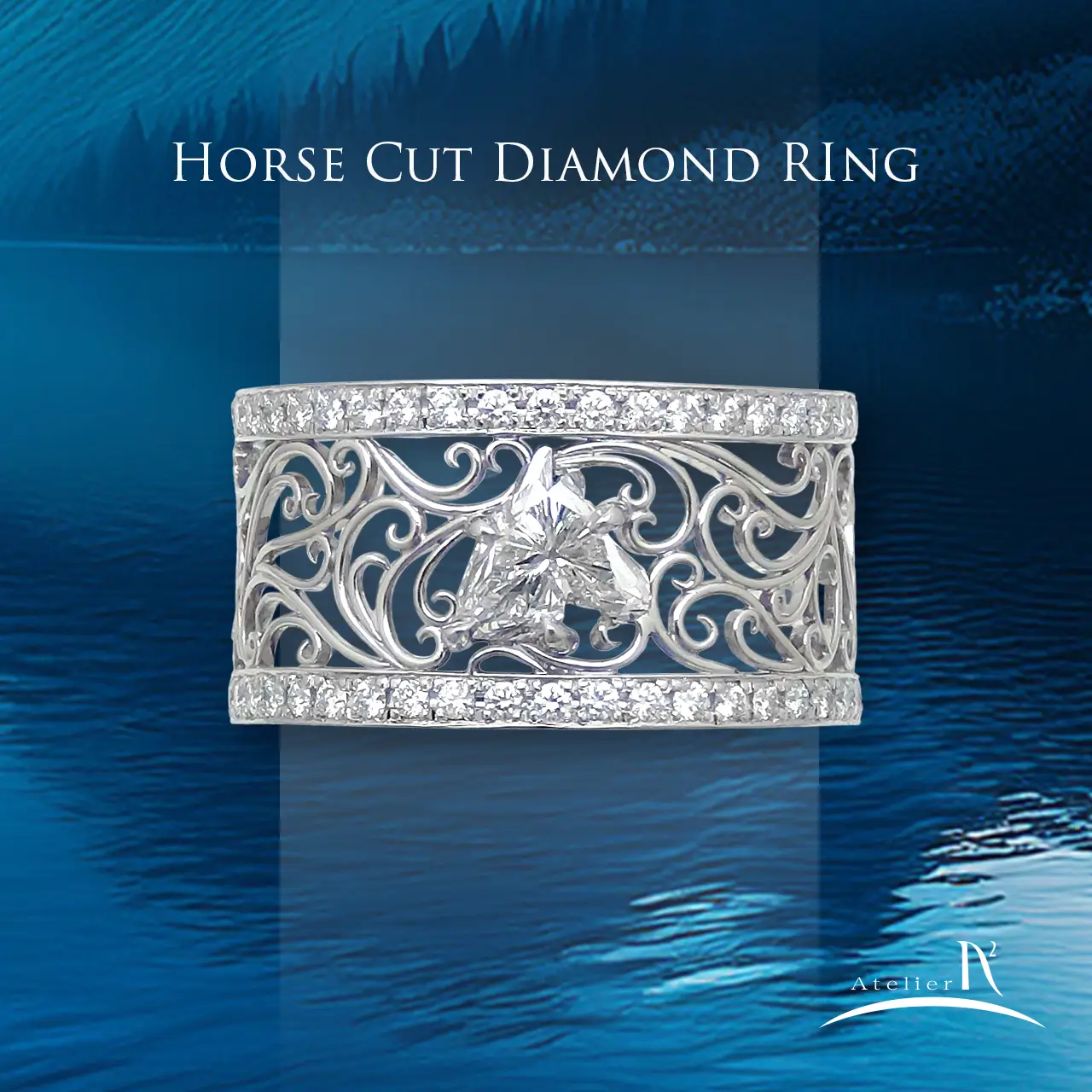 Pt900  ホースカットダイヤモンド リング